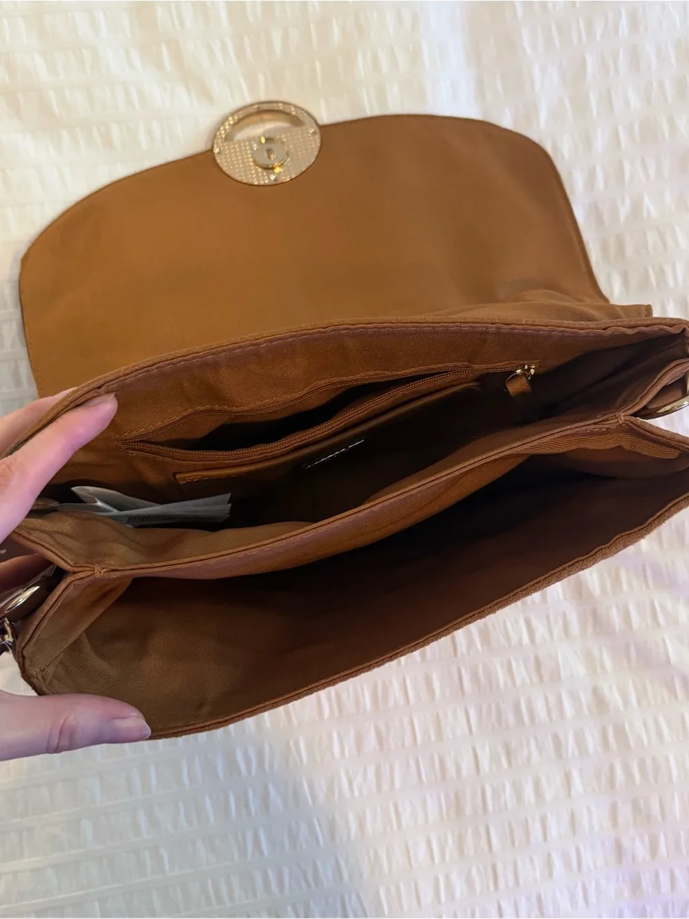 Aldo Tan Saddle Shoulder Bag with Stud Accents